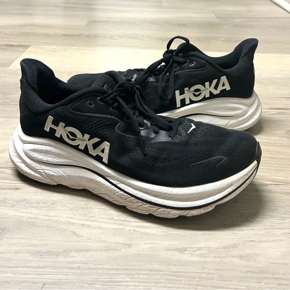 Hoka One One Shoes Women Sz 8.5 Clifton 10 Black White Athletic Running Sneakers - Picture 7 of 12
